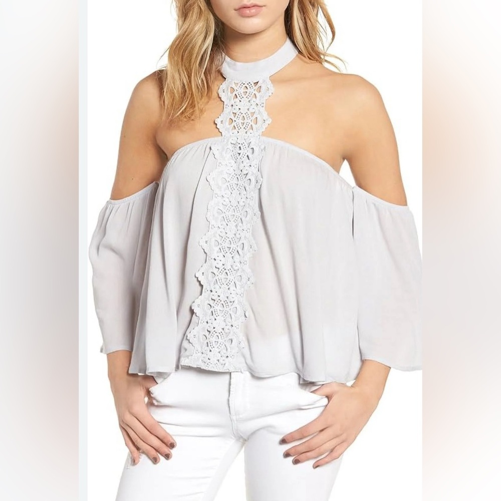 Off-Shoulder Lace Trim Top